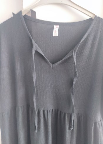 Siyah V Yakalı Salaş Hamile Elbisesi - Görsel 5