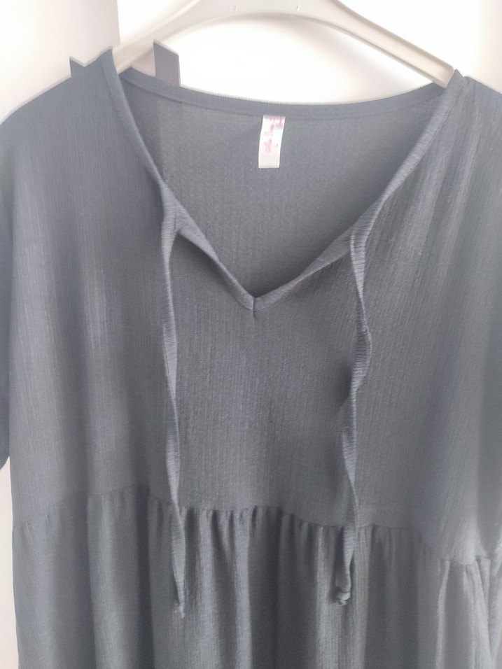 Siyah V Yakalı Salaş Hamile Elbisesi - Görsel 5