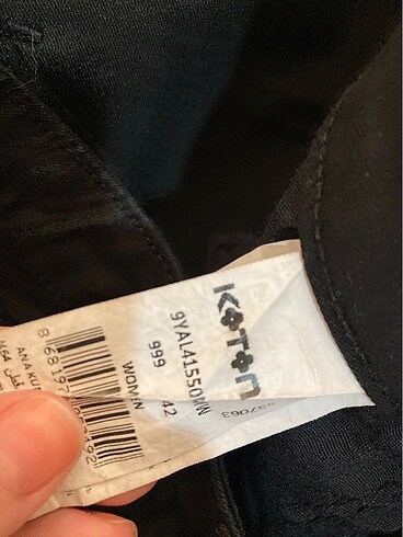 42 Beden siyah Renk Koton jean