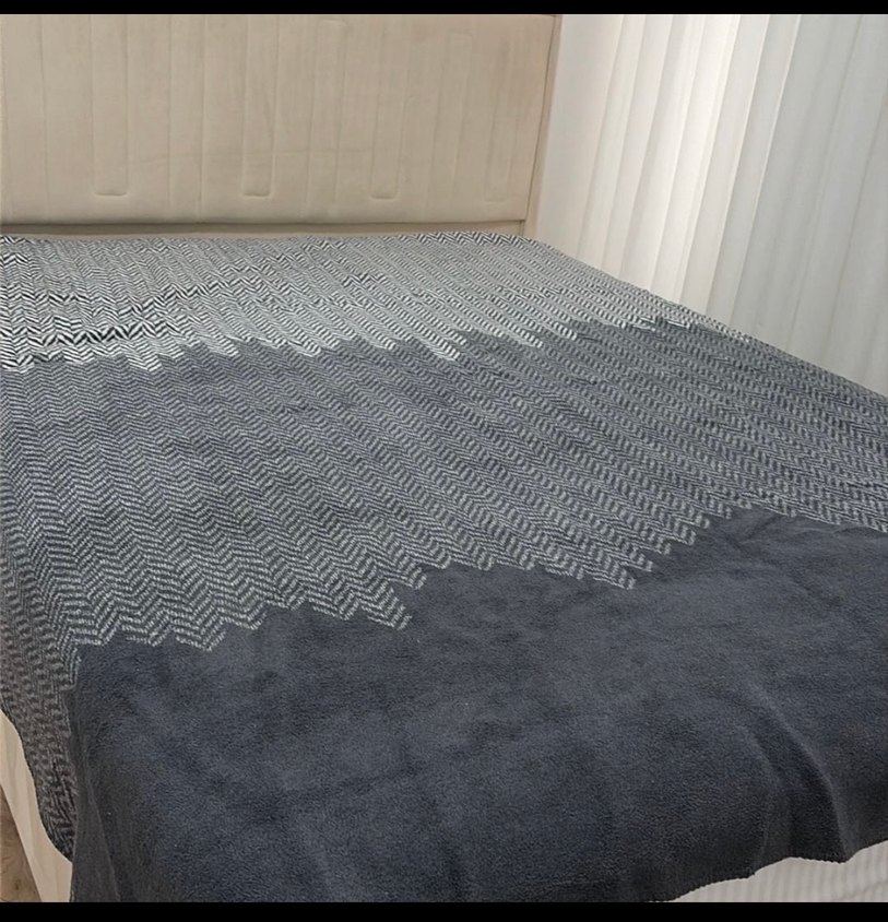 Antrasit Çift Kişilik Pamuklu Battaniye linens - Görsel 3