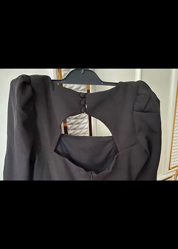 Uzun Kollu, Kürklü Siyah Kalem Elbise - Görsel 2