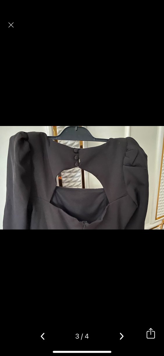 Uzun Kollu, Kürklü Siyah Kalem Elbise - Görsel 2