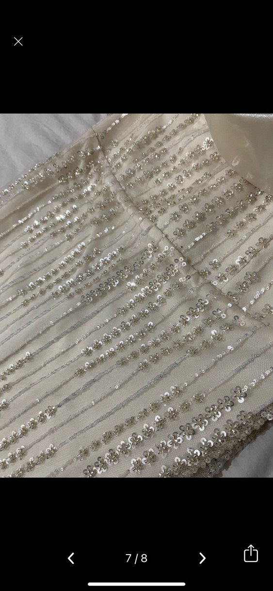 Bej Straplez İşlemeli Uzun Abiye Elbise - Görsel 5