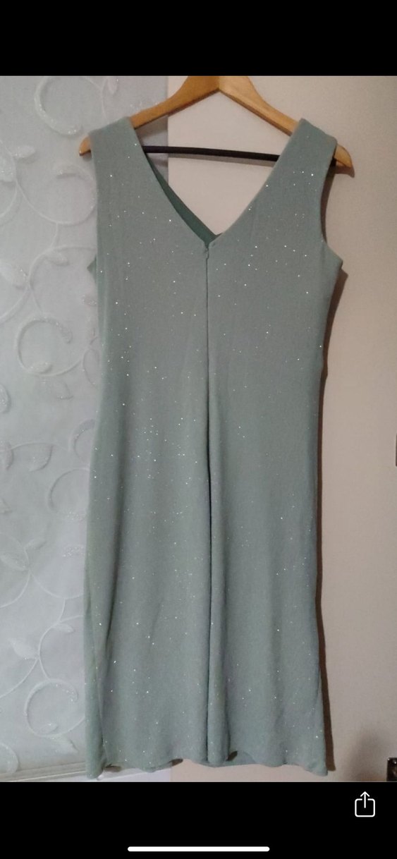 Su yeşili  Drapeli Uzun Abiye Elbise - Görsel 2