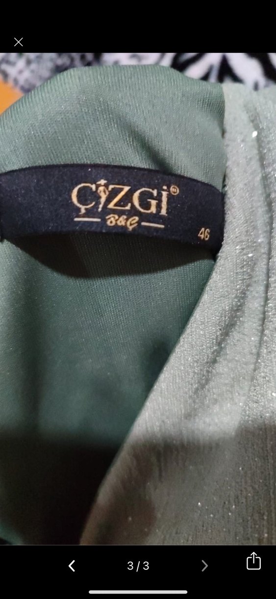 Su yeşili  Drapeli Uzun Abiye Elbise - Görsel 3