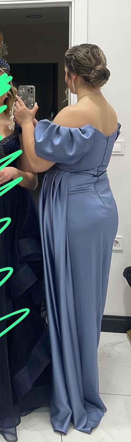 Drapeli şık abiye - Görsel 3