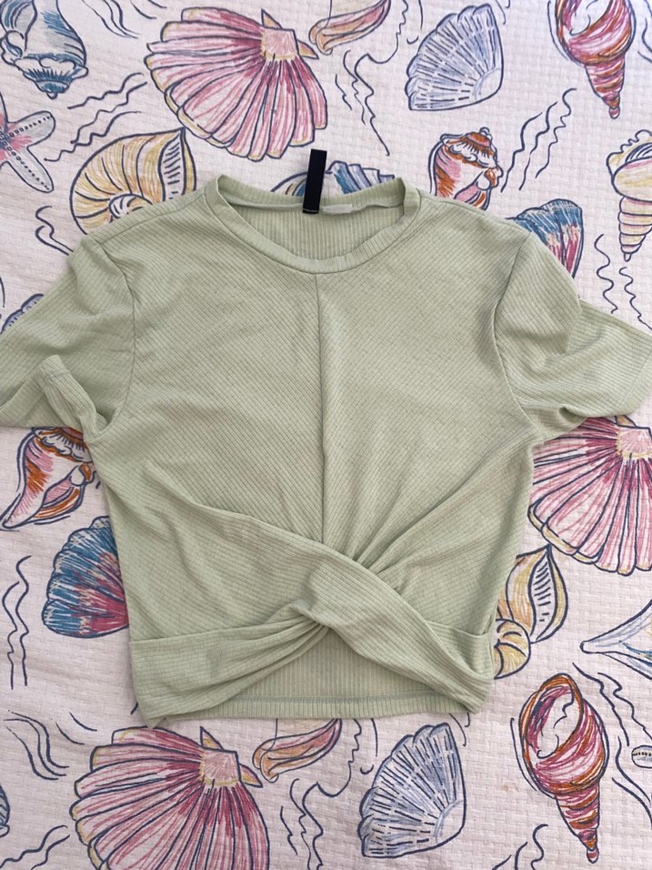 Yeşil Kısa Kollu Kadın Crop Top - Görsel 2