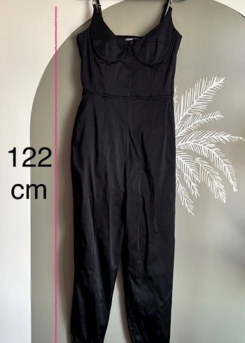 Siyah saten tulum - Görsel 3