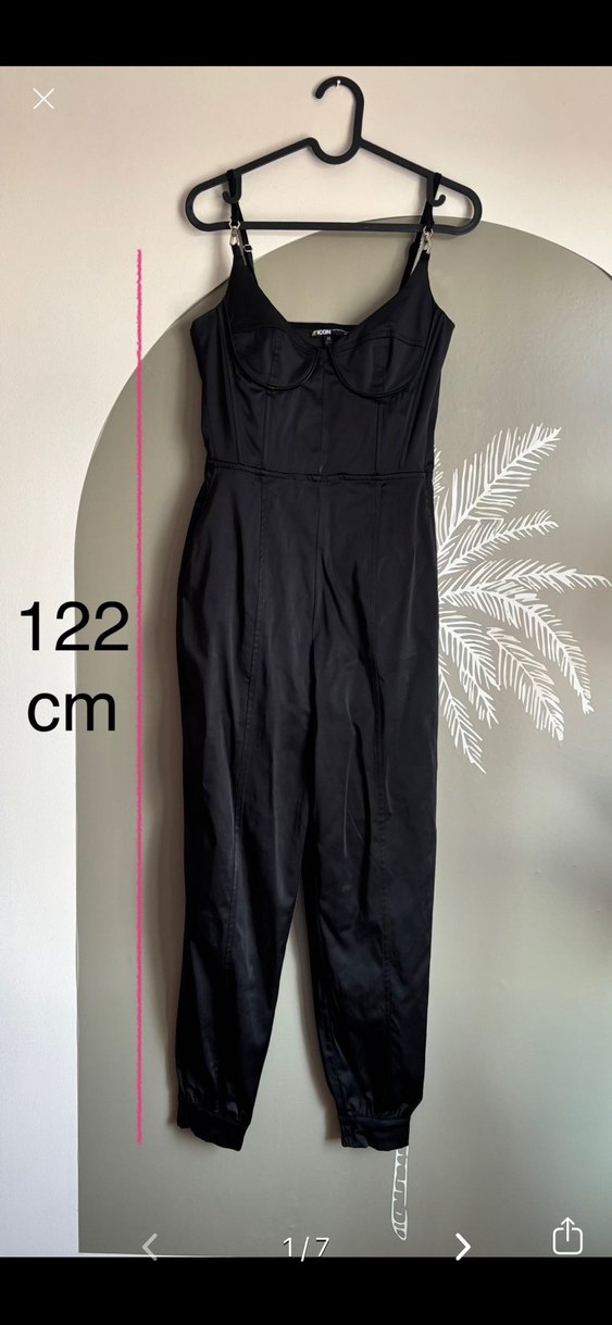 Siyah saten tulum - Görsel 3