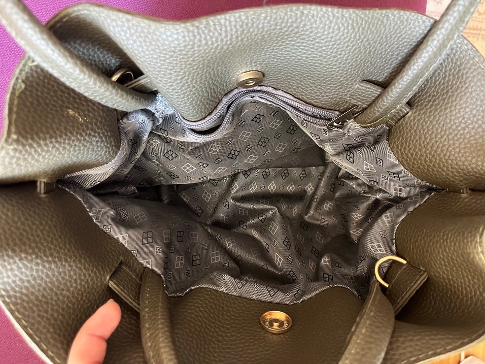 Haki yeşil  Süet Tokalı Kadın Çanta - Görsel 3