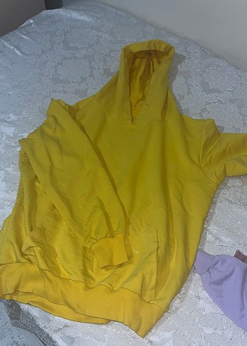 s Beden Sarı Kapüşonlu Kadın Sweatshirt