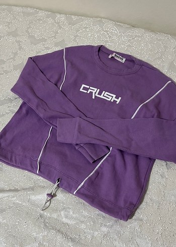 m Beden Mor Pamuklu Kadın Sweatshirt CRUSH Baskılı