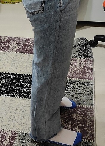 38 Beden mavi Renk TrendyolMilla Yırtık Detaylı Yüksek Bel Wide Leg Jean