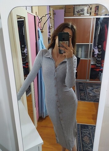 m Beden gri Renk Günlük elbise