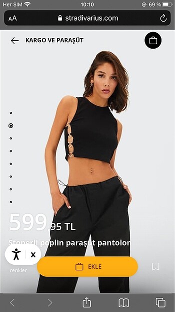 Stradivarius paraşüt pantalon