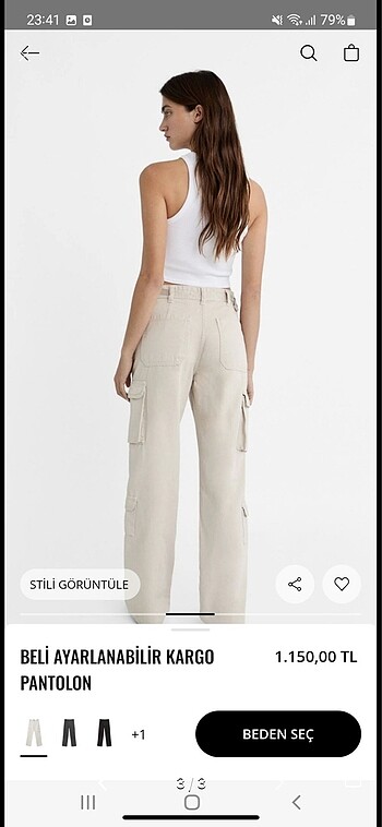 m Beden Stradivarius kargo pantolon