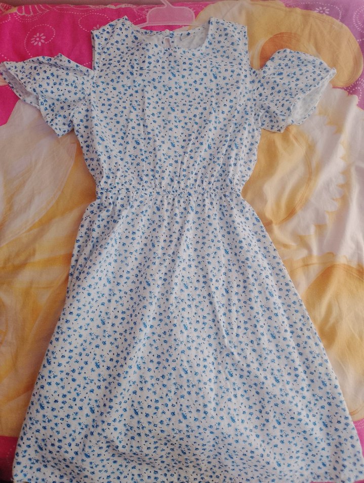 Mavi Baskılı Kız elbise - Görsel 2