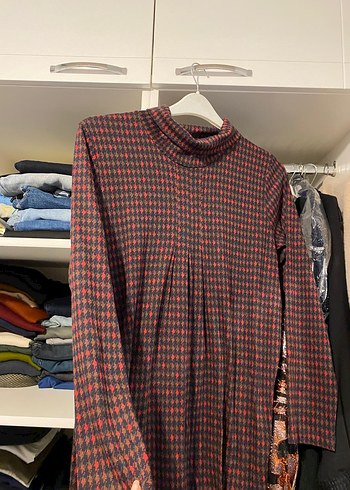 Bordo Pilili Uzun Hamile Tunik