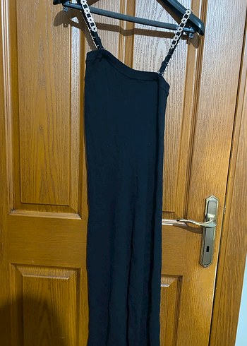 Zincir Detaylı Siyah Askılı Tulum - Görsel 2