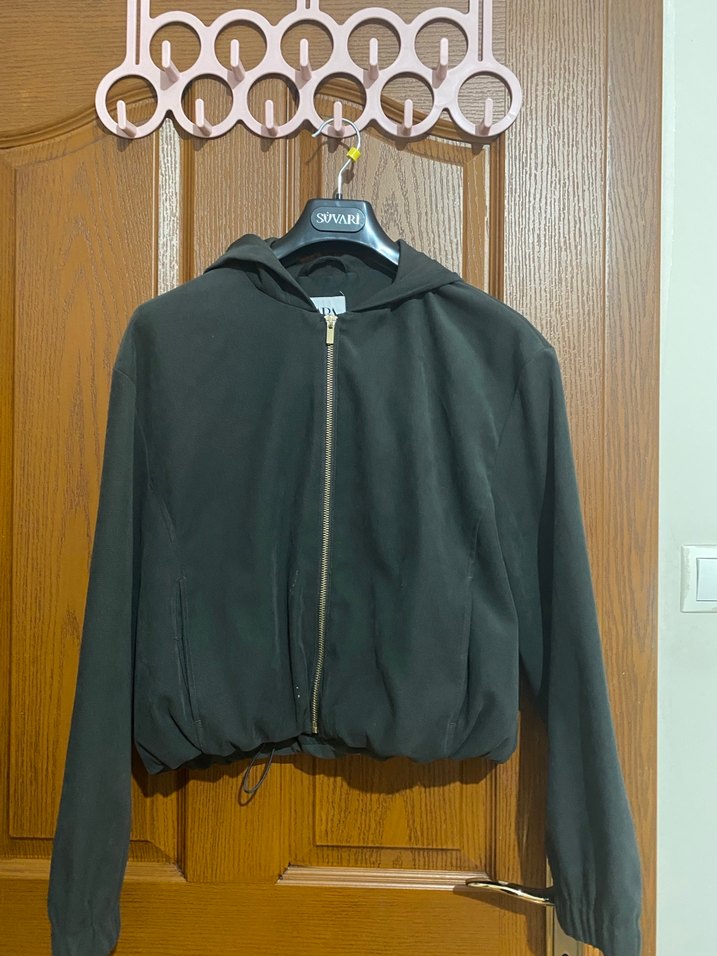 Siyah Fermuarlı Kadın Street Wear Ceket - Görsel 2