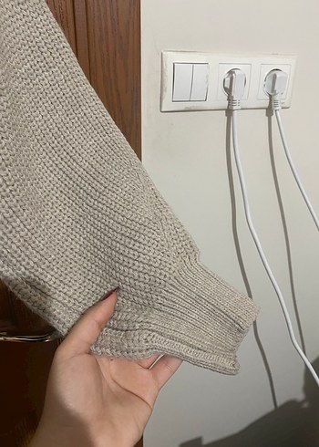 Bej Yarım Fermuarlı Kısa Örgü Kadın Kazak - Görsel 5