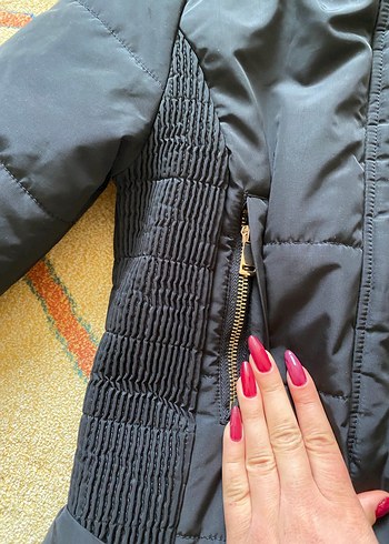 Düğmeli Kadın Kışlık Siyah Mont - Görsel 5