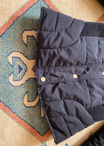 Düğmeli Kadın Kışlık Siyah Mont - Görsel 4