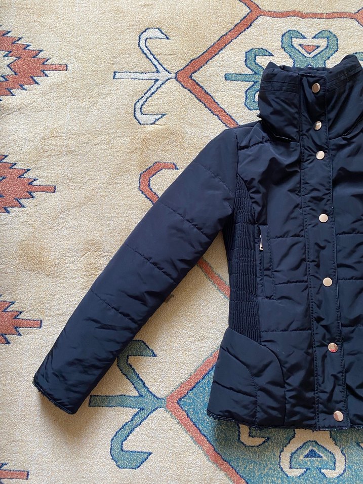 Düğmeli Kadın Kışlık Siyah Mont - Görsel 2