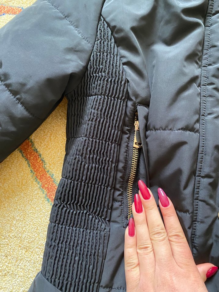 Düğmeli Kadın Kışlık Siyah Mont - Görsel 5