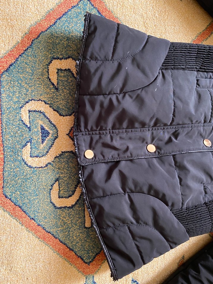 Düğmeli Kadın Kışlık Siyah Mont - Görsel 4