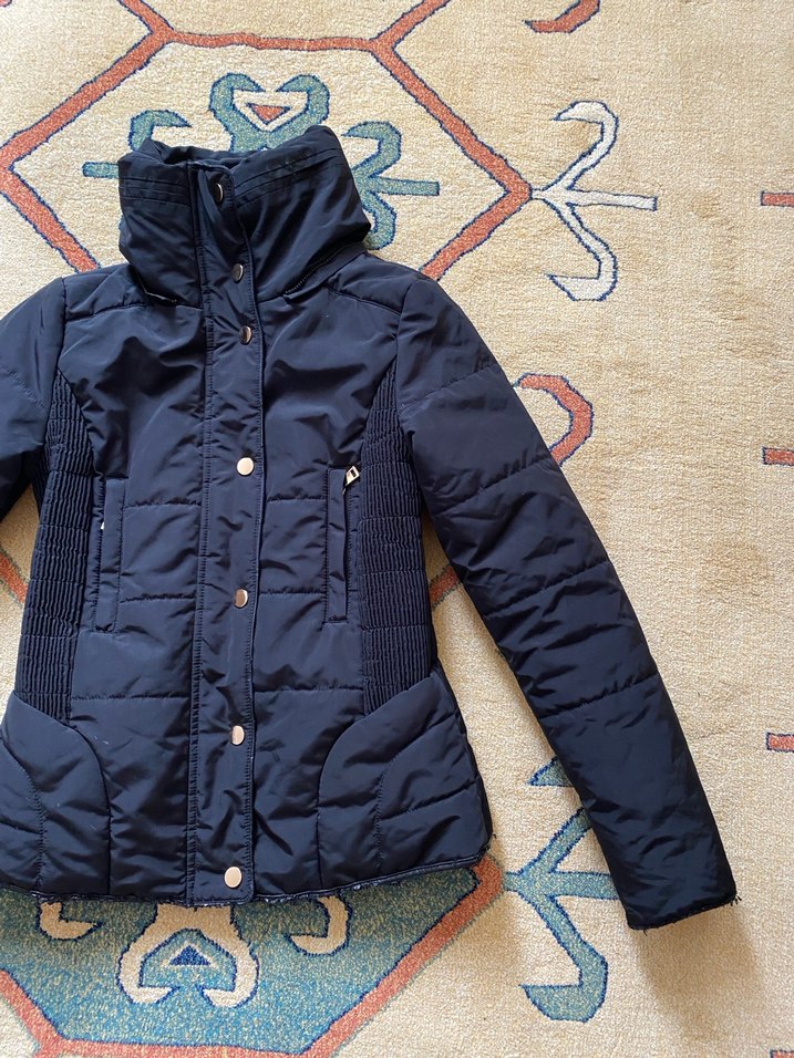 Düğmeli Kadın Kışlık Siyah Mont - Görsel 3