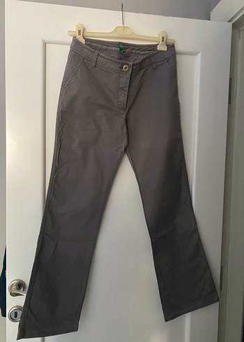 Benetton Düğmeli Gri Kadın Kumaş Pantolon