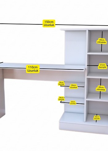 çalışma masası 1.sınıf mdf Çok Bölmeli Raf ve Masa Ünitesi