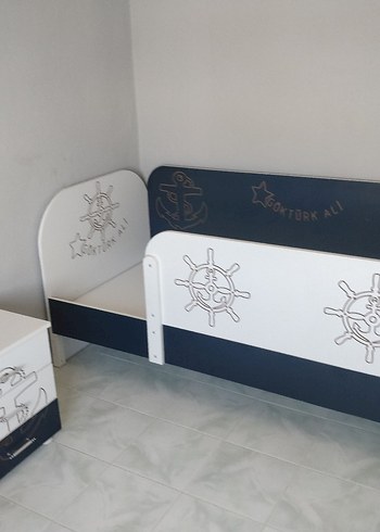  Beden çocuk odası Beyaz ve Lacivert Çocuk Yatağı