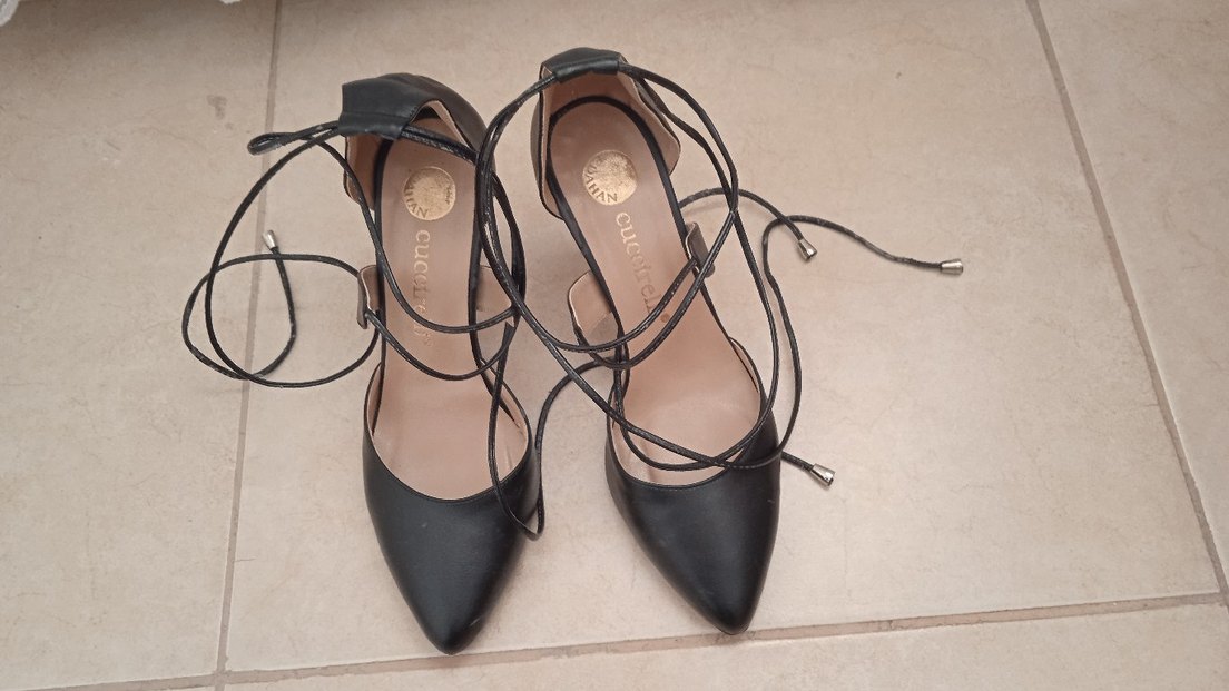 Siyah Bağcıklı Stiletto Topuklu Kadın Ayakkabı - Görsel 3