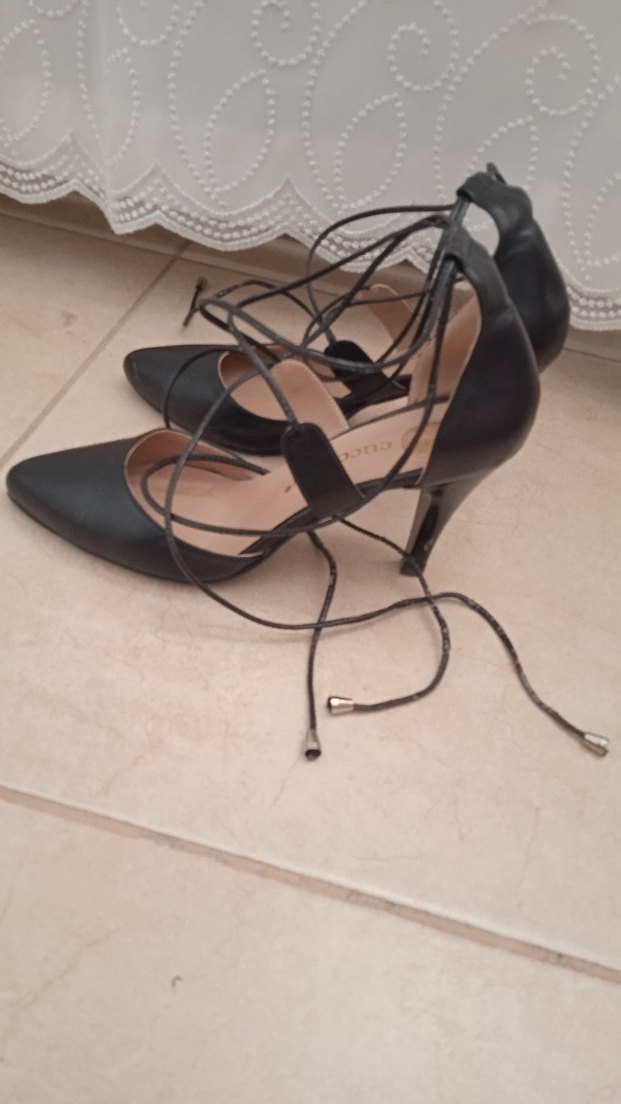 Siyah Bağcıklı Stiletto Topuklu Kadın Ayakkabı - Görsel 5