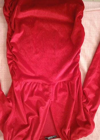 Parlak Kırmızı Midi V Yaka Kadın Elbise - Görsel 6