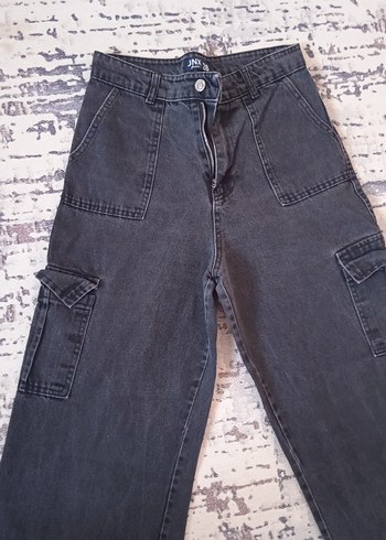 Gri Loose Fit Midi Kadın Kot Pantolon - Görsel 4