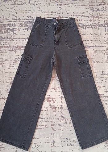 Gri Loose Fit Midi Kadın Kot Pantolon - Görsel 3