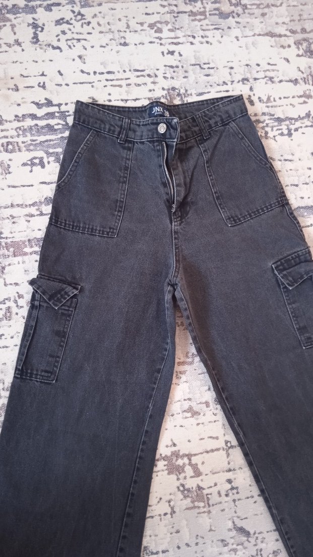 Gri Loose Fit Midi Kadın Kot Pantolon - Görsel 4