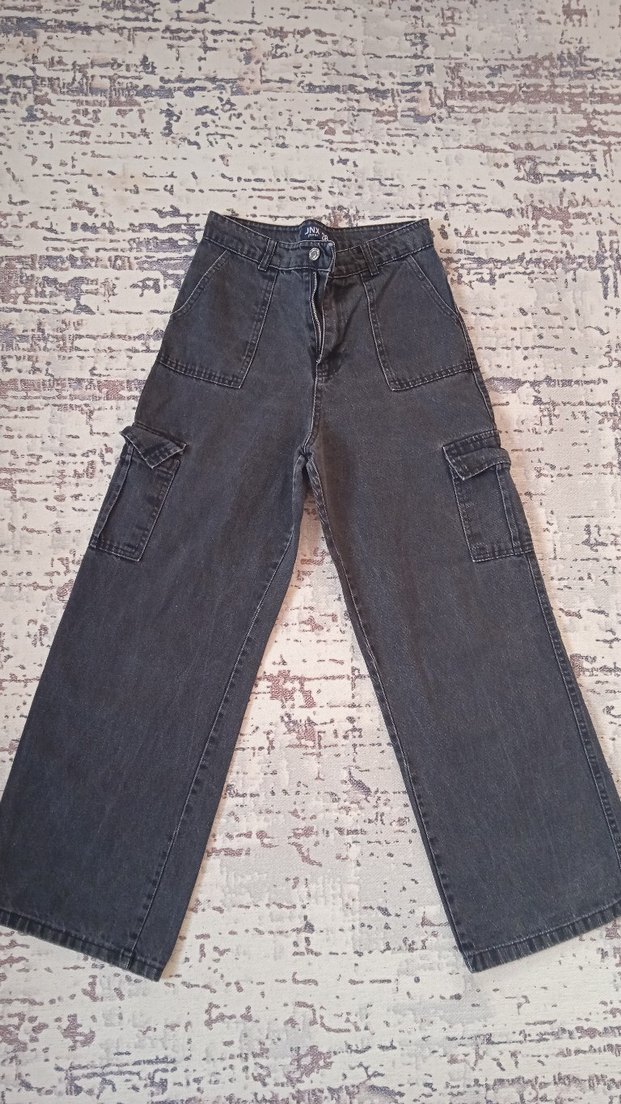 Gri Loose Fit Midi Kadın Kot Pantolon - Görsel 3