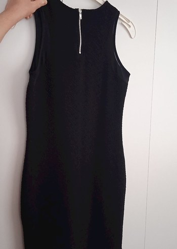 Siyah Midi Kolsuz Fit Elbise - Görsel 5