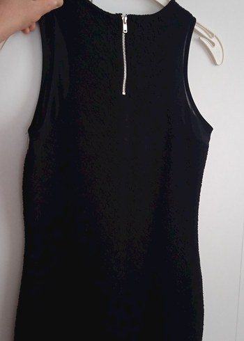 Siyah Midi Kolsuz Fit Elbise - Görsel 4