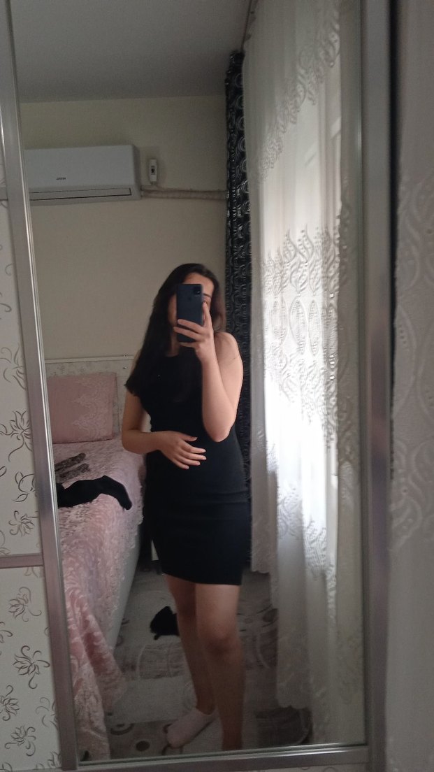 Siyah Midi Kolsuz Fit Elbise - Görsel 2