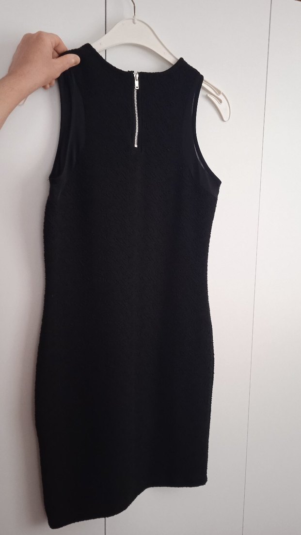 Siyah Midi Kolsuz Fit Elbise - Görsel 5