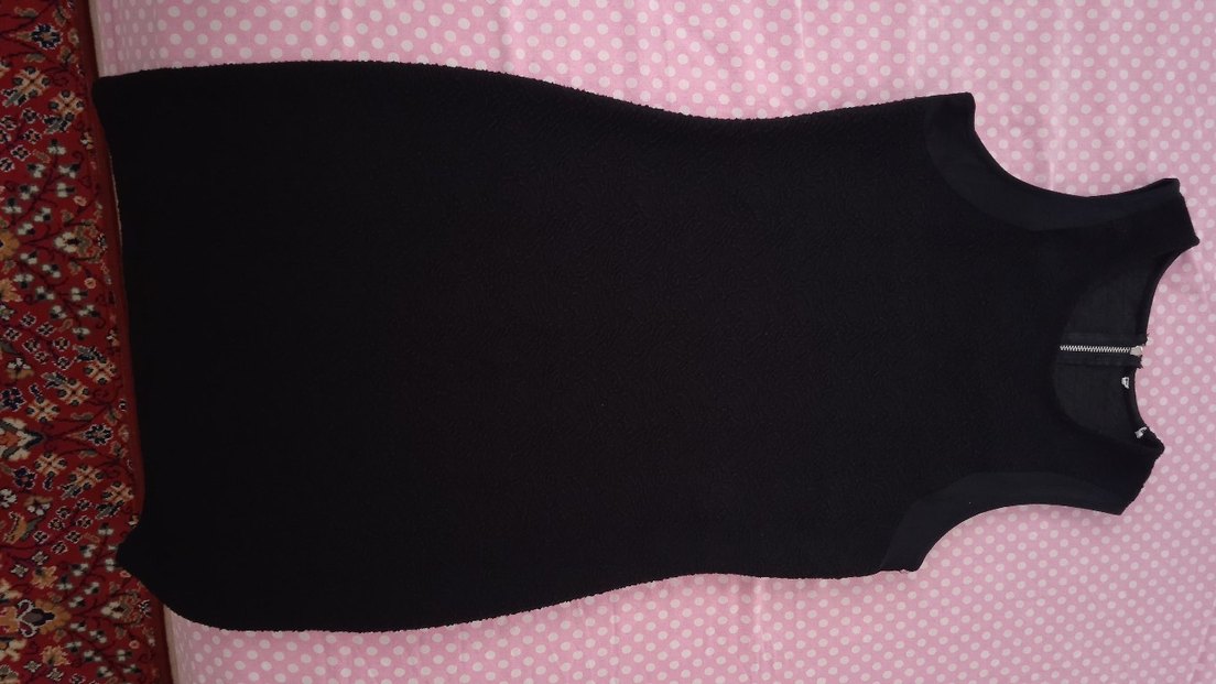 Siyah Midi Kolsuz Fit Elbise - Görsel 3