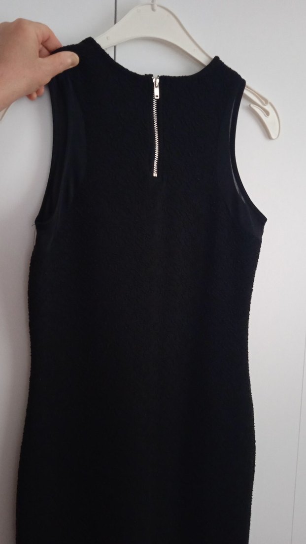 Siyah Midi Kolsuz Fit Elbise - Görsel 4