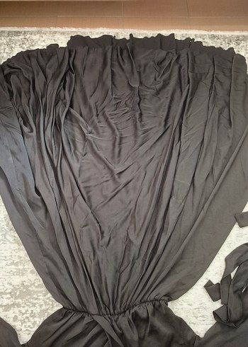 Siyah Uzun Kollu V Yaka Siyah Elbise - Görsel 2