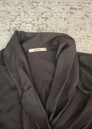 Siyah Uzun Kollu V Yaka Siyah Elbise - Görsel 5