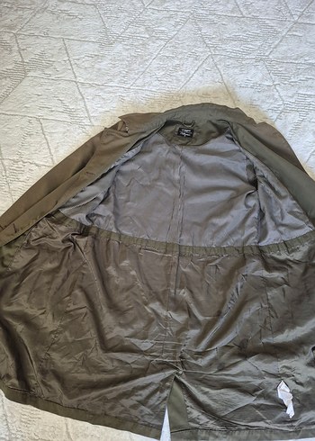 Kadın haki renk kemerli Trençkot - Görsel 4